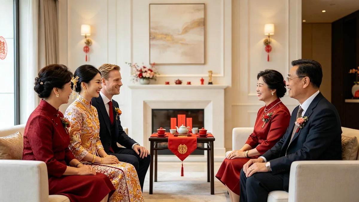 Cross-cultural wedding couple