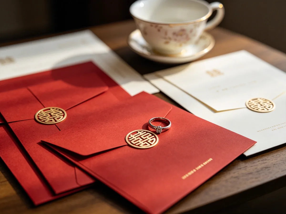 Red envelopes at a Chinese wedding